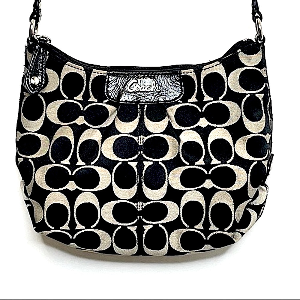 Coach 125 Crossbody Bag In Signature Black Cream Jac… Gem